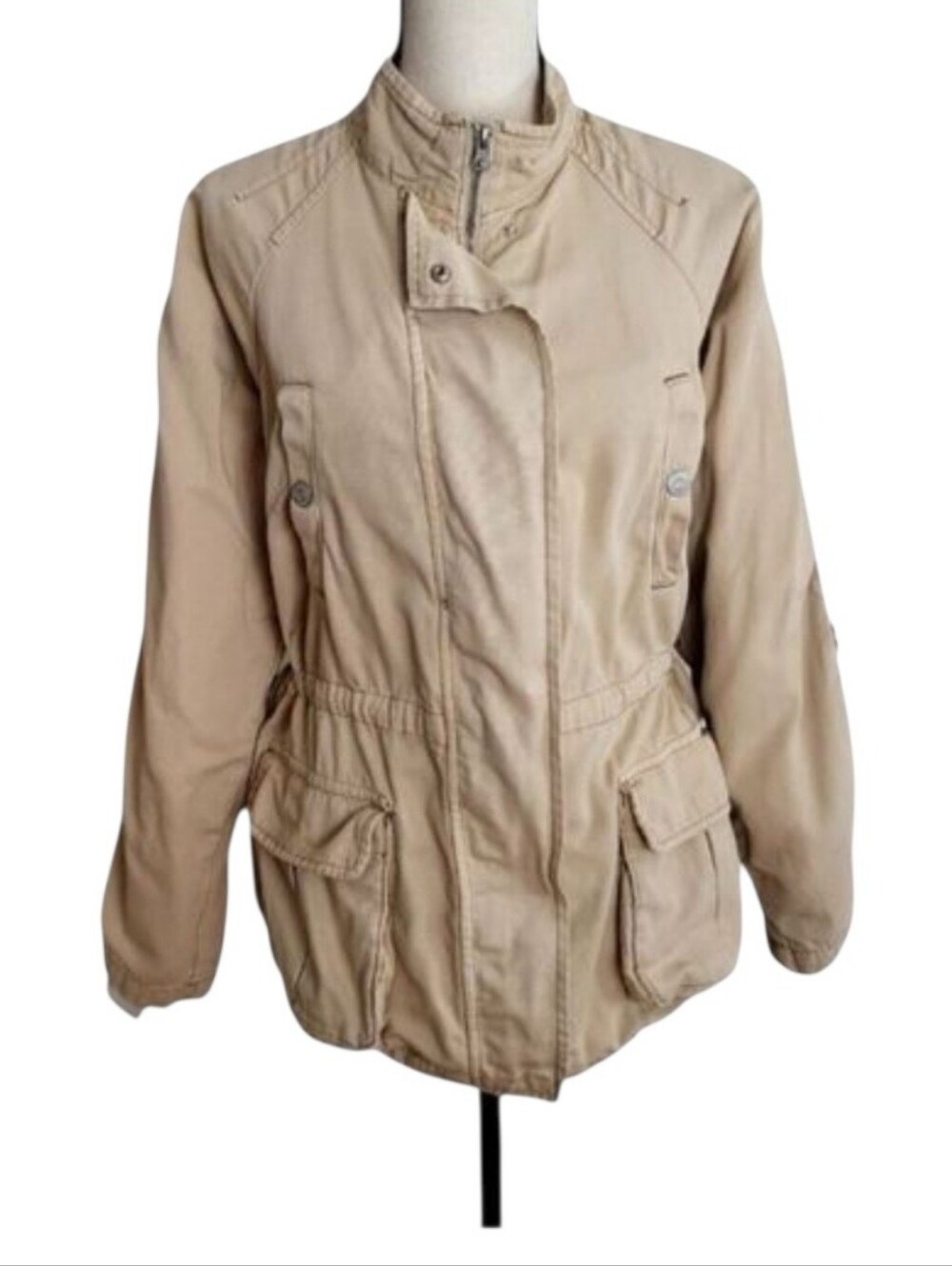 Kensie Jeans Tan Cargo Utility Jacket Size Medium - Picture 3 of 12